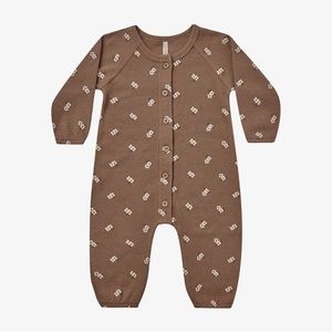 Quincy Mae - Organic Waffle Long Sleeve Jumpsuit, Cocoa Floral